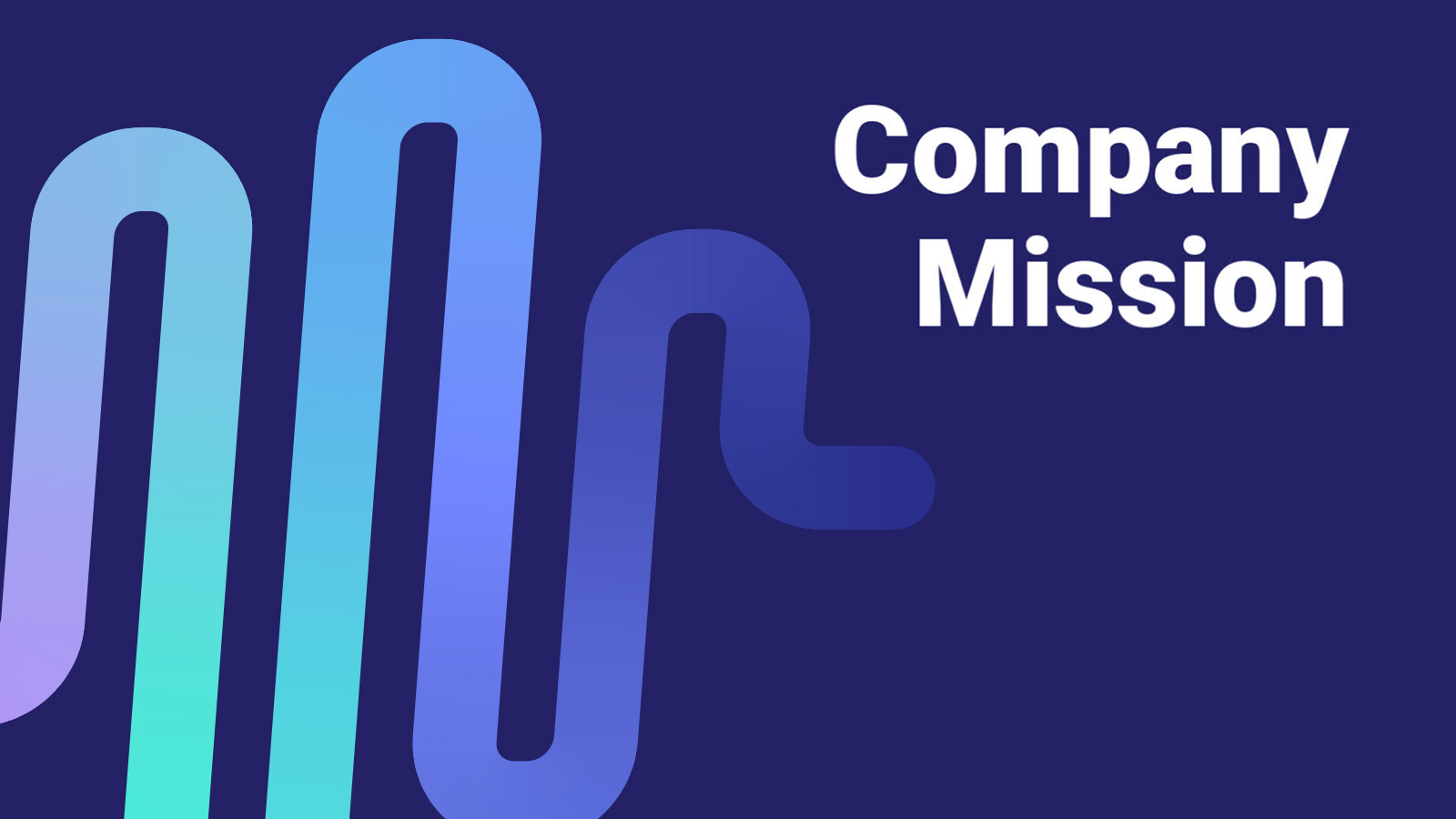 Abstract blue design with the text "company mission" on a dark background.