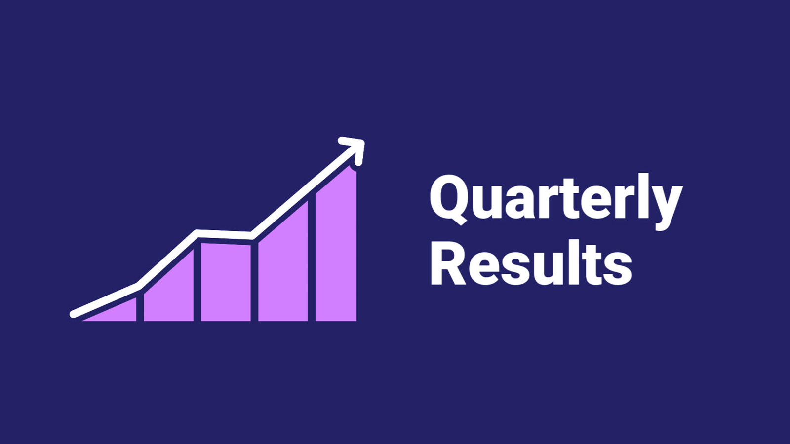 Graphical representation of increasing quarterly results on a purple background.