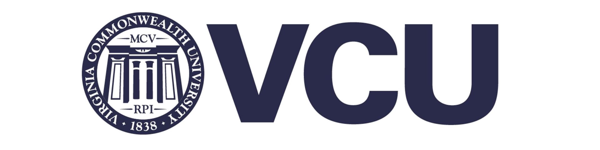 The image displays the Virginia Commonwealth University (VCU) logo, featuring the university seal on the left and the initials "VCU" on the right.