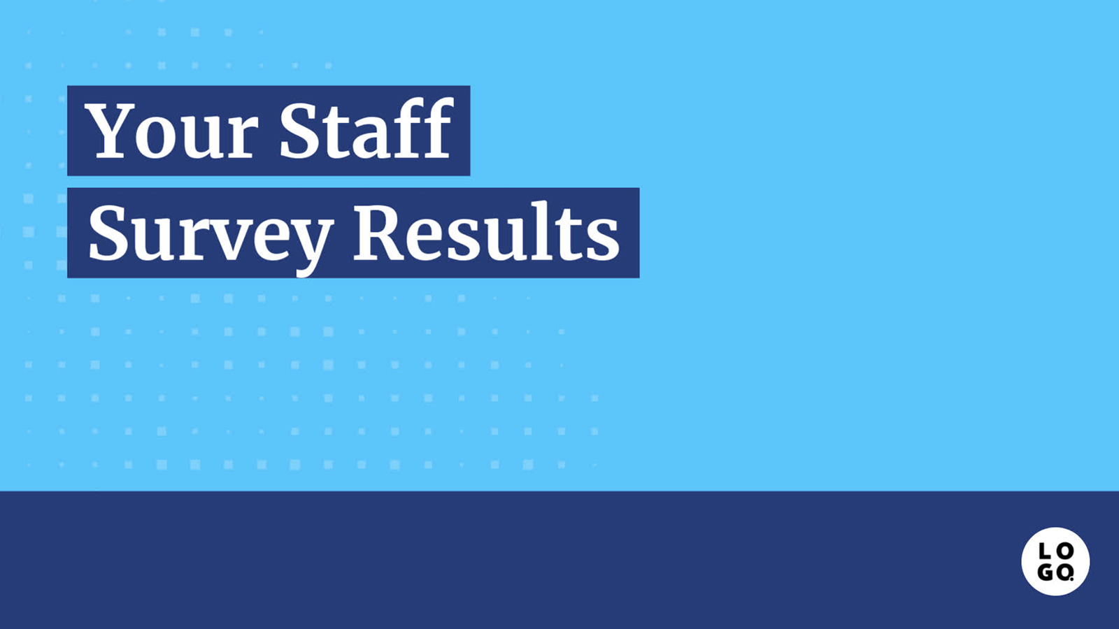 Presentation slide showcasing 'your staff survey results' with a Biteable video maker logo at the bottom right corner.